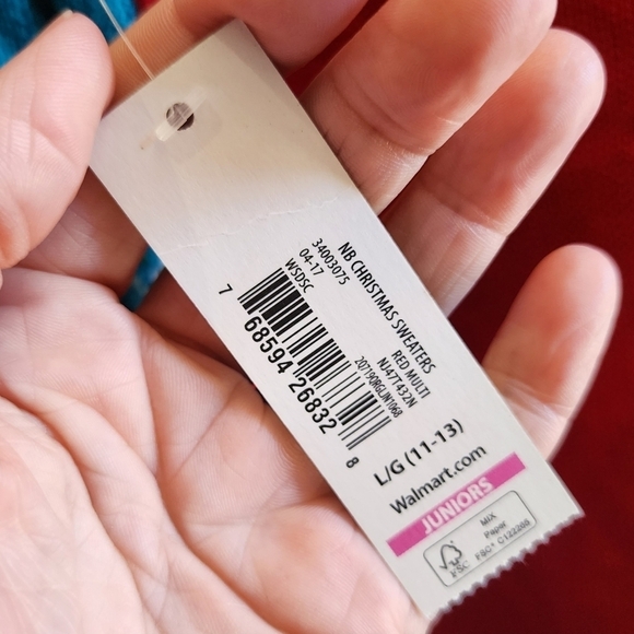 NWT No Boundaries Ho Ho Ho Santa Ugly Christmas Sweater Junior's Large 11-13 New - Picture 9 of 9